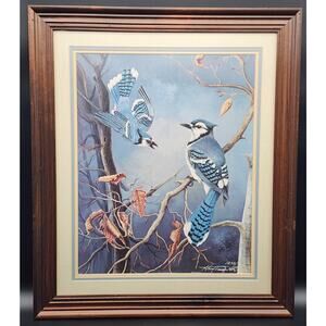 Vintage Winter Jays Harry Duncan Signed #1232/1500 Framed Triple Mat Lithograph